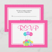 Roze Snoep Stripes Bat Mitzvah RSVP Kaartje (Voorkant / Achterkant)