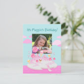 Roze snoep wereldcake voor verjaardagsfeest kaart (Staand voorkant)