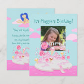 Roze snoep wereldcake voor verjaardagsfeest kaart (Voorkant / Achterkant)