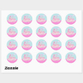 Roze snoep wereldcake voor verjaardagsfeest ronde sticker (Vel)
