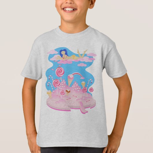 Roze snoep wereldcake voor verjaardagsfeest t-shirt (Voorkant)
