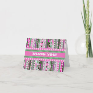 Roze Snoep ZigZag Stripes Dank u Bedankkaart