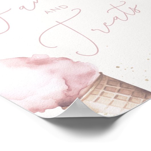 Roze snoepgunsten en -traktaties voor meisjes tafe poster (Hoek)