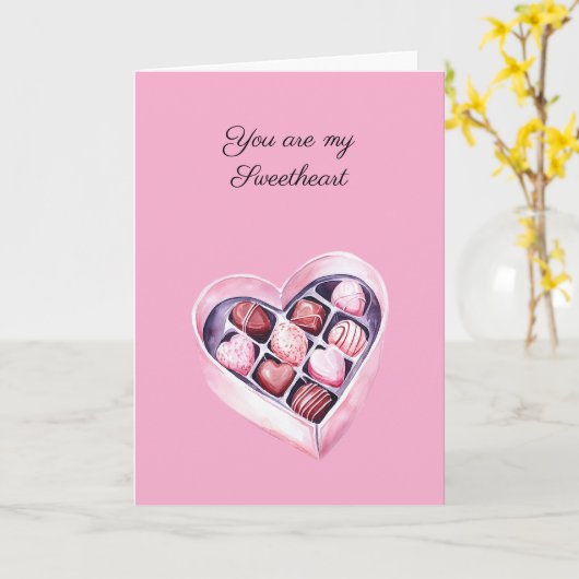 Roze Snoephartjes Kaart (Gele Bloem)