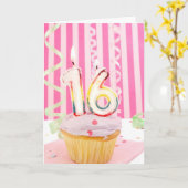 Roze snoepje zestien kaart (Gele Bloem)