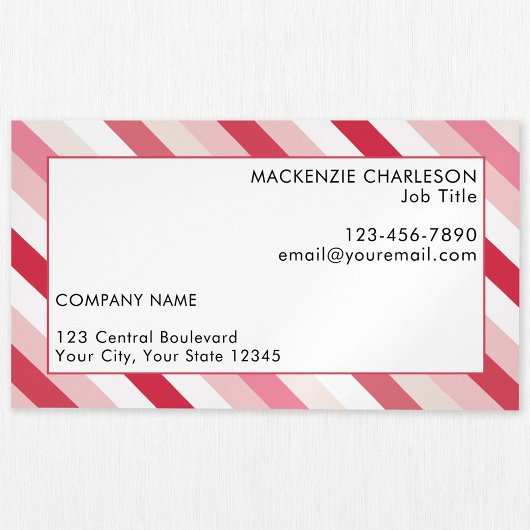 Roze Snoepjes streep Magnetisch Visitekaartje