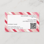Roze Snoepjes streep QR-code Visitekaartje (Voorkant)