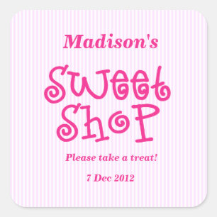 Roze Snoepjes streep Sweet Shop Sticker