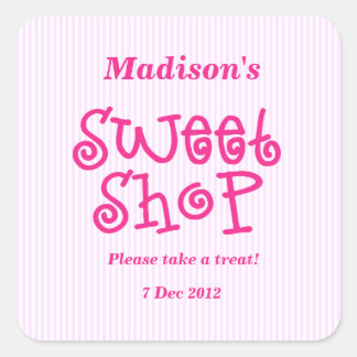 Roze Snoepjes streep Sweet Shop Sticker