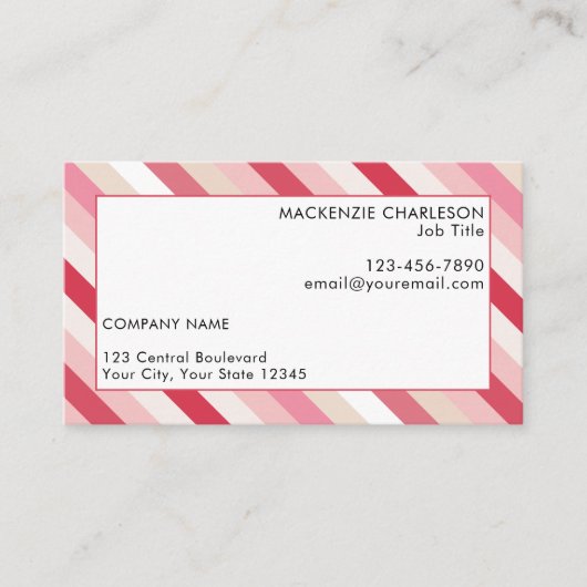 Roze Snoepjes streep Visitekaartje (Voorkant)