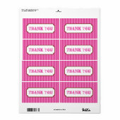 Roze Snoepjes strepen Bedankt Party Business Label (Full Sheet)