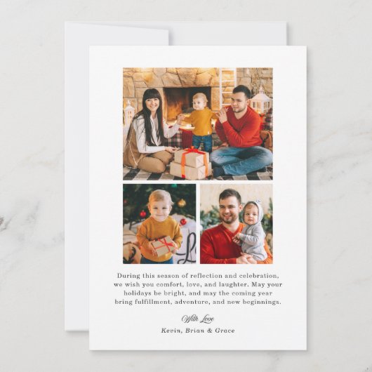 Roze Snoepjes strepen Vrolijke kerstfoto Feestdagenkaart (Achterkant)