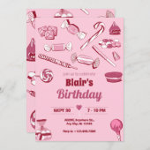 Roze snoepjes zoet kaart (Voorkant / Achterkant)