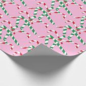 Roze snoepsuikerriet wit rood groen cadeaupapier (Hoek)