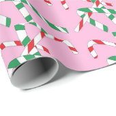 Roze snoepsuikerriet wit rood groen cadeaupapier (Rol Hoek)