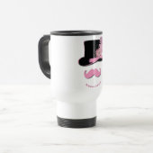 Roze snor, bovenste hoed, veren en bloem reisbeker (Voorkant links)