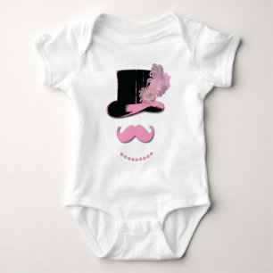 Roze snor, bovenste hoed, veren en bloem romper