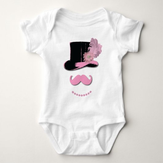 Roze snor, bovenste hoed, veren en bloem romper (Voorkant)