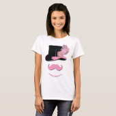 Roze snor, bovenste hoed, veren en bloem t-shirt (Voorkant volledig)