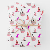 Roze snowboard inpakpapier vel (In situ)