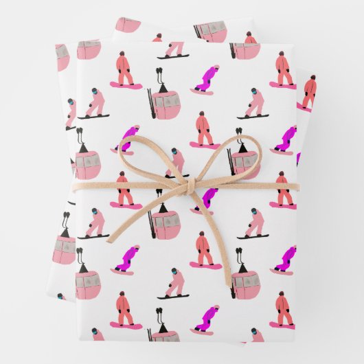 Roze snowboard inpakpapier vel (In situ)