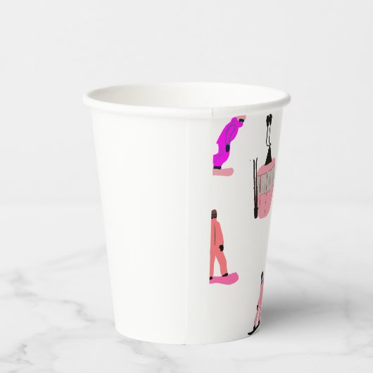 Roze snowboard papieren bekers (Rechts)