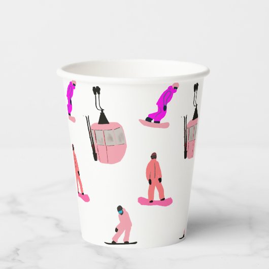 Roze snowboard papieren bekers (Voorkant)