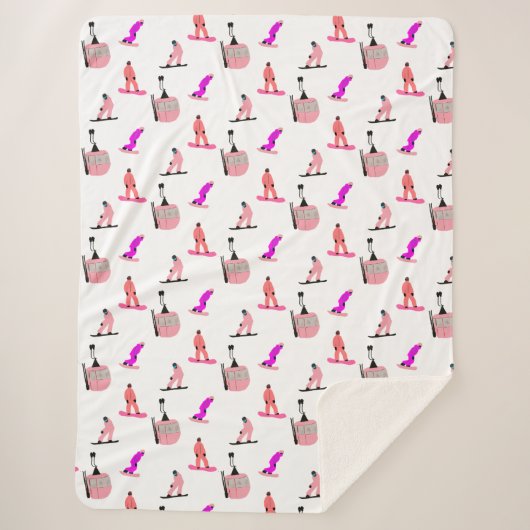 Roze snowboard sherpa deken (Voorkant)