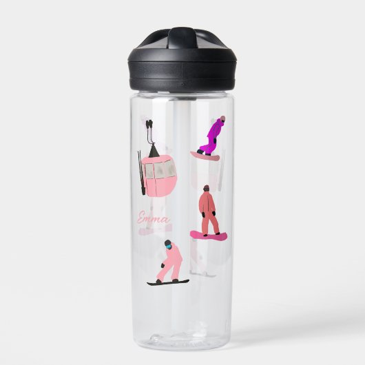 Roze snowboard waterfles (Voorkant)