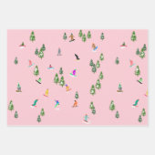 Roze snowboarders Illustratie Inpakpapier Vel (Voorkant 3)