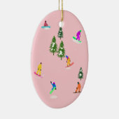Roze snowboarders Illustratie Keramisch Ornament (Rechts)