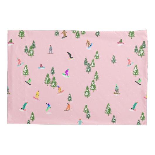 Roze snowboarders Illustratie Kussensloop (Achterkant)