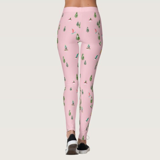 Roze snowboarders Illustratie Leggings (Achterkant)