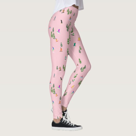 Roze snowboarders Illustratie Leggings (Rechts)