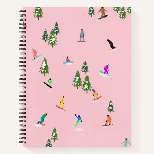 Roze snowboarders Illustratie Notitieboek (Voorkant)