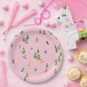 Roze snowboarders Illustratie Papieren Bordje (Feest)