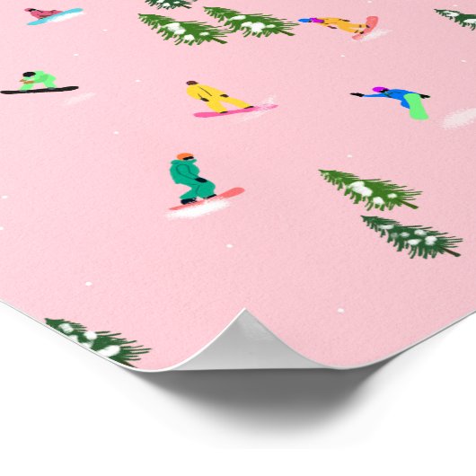 Roze snowboarders Illustratie Poster (Hoek)