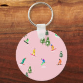 Roze snowboarders Illustratie Sleutelhanger (Voorkant)