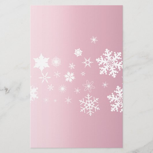 Roze Snowflake Achtergrond Briefpapier (Voorkant)
