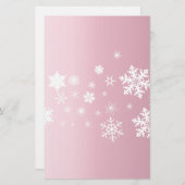 Roze Snowflake Achtergrond Briefpapier (Voorkant / Achterkant)