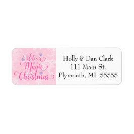 Roze Snowflake-adreslabel Etiket
