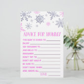 Roze Snowflake Advice Baby shower Spel Activiteit Briefpapier (Staand voorkant)