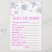 Roze Snowflake Advice Baby shower Spel Activiteit Briefpapier (Voorkant)