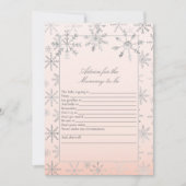 Roze Snowflake-advies voor mammie Baby shower-spel Kaart (Voorkant)