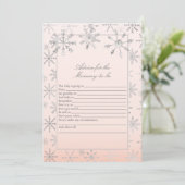 Roze Snowflake-advies voor mammie Baby shower-spel Kaart (Staand voorkant)