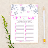 Roze Snowflake Alphabet Baby shower Game Briefpapier