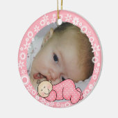 Roze Snowflake Baby 1e kerstversiering Keramisch Ornament (Links)