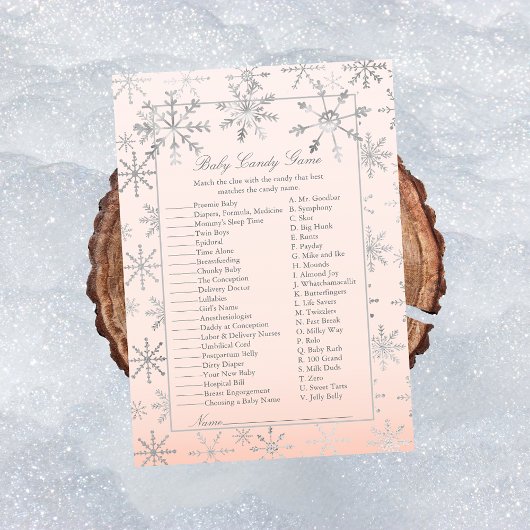 Roze Snowflake Baby Baby shower Kaart