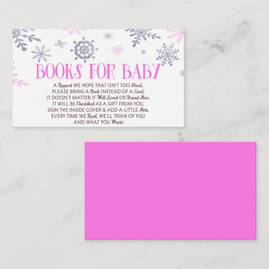 Roze snowflake Baby showers boeken voor Baby Visitekaartje (Voorkant / Achterkant)