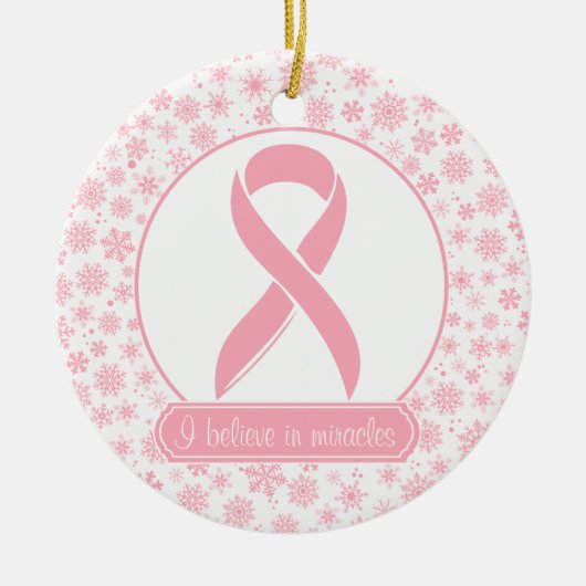 Roze Snowflake Breast Cancer Ornament (Voorkant)